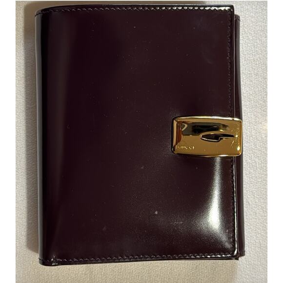 Authentic GUCCI Brown Leather Compact Bifold Wallet Gold Hardware W/ Box - Picture 2 of 10